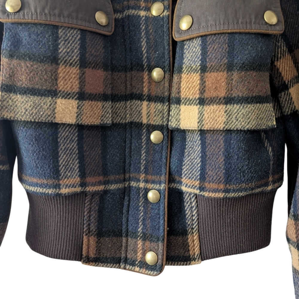 Veronica Beard Jadis Wool Plaid Bomber Jacket Size 0 Coat - Picture 7 of 12